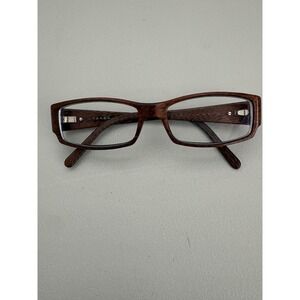 Prada Eyeglasses Frames Only Rectangular Brown VPR 03H, 53-16-135, Made in Italy